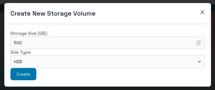 Create Storage Volume Modal