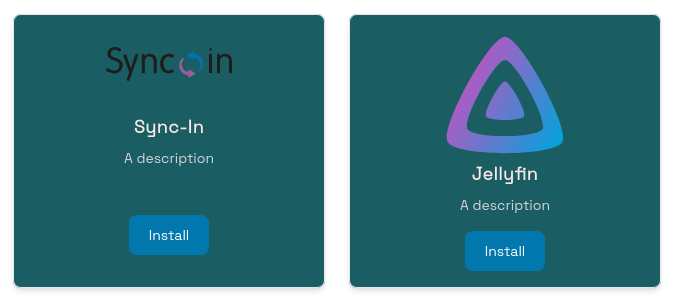 Sync-In and Jellyfin in Add App Modal
