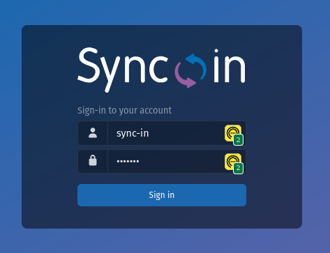 Sync-In login page